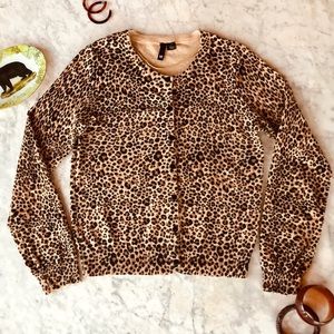 leopard print cropped cardigan